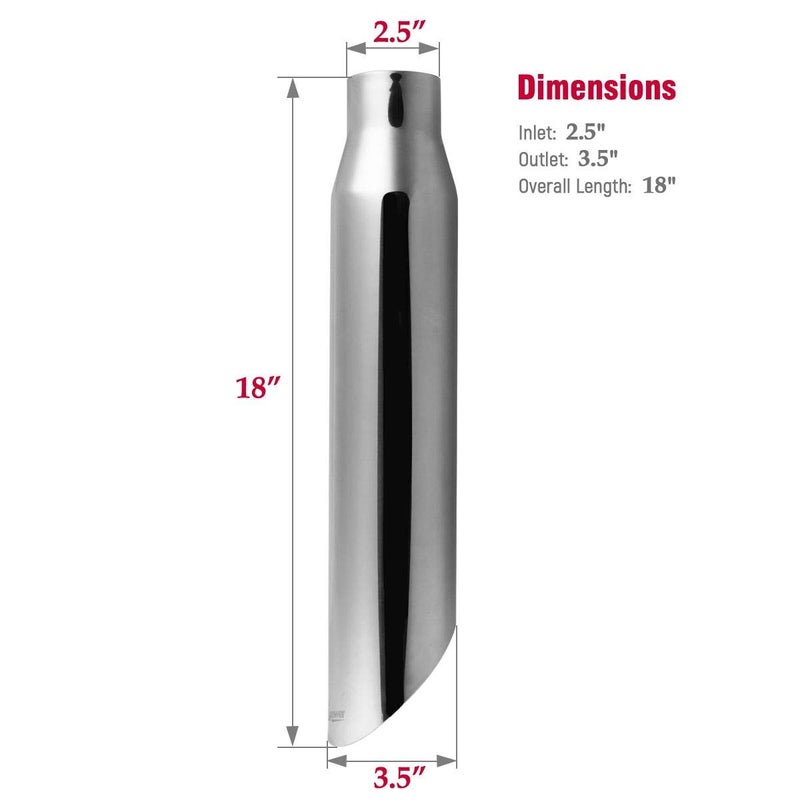 Upower Exhaust Tip 2.5" Inlet x 3.5" Outlet x 18" Overall Length Universal Trucks Car Stainless Steel Weld On Exhaust Tailpipe 2.5" to 3.5" 18" Long (2PCS) - Image 4